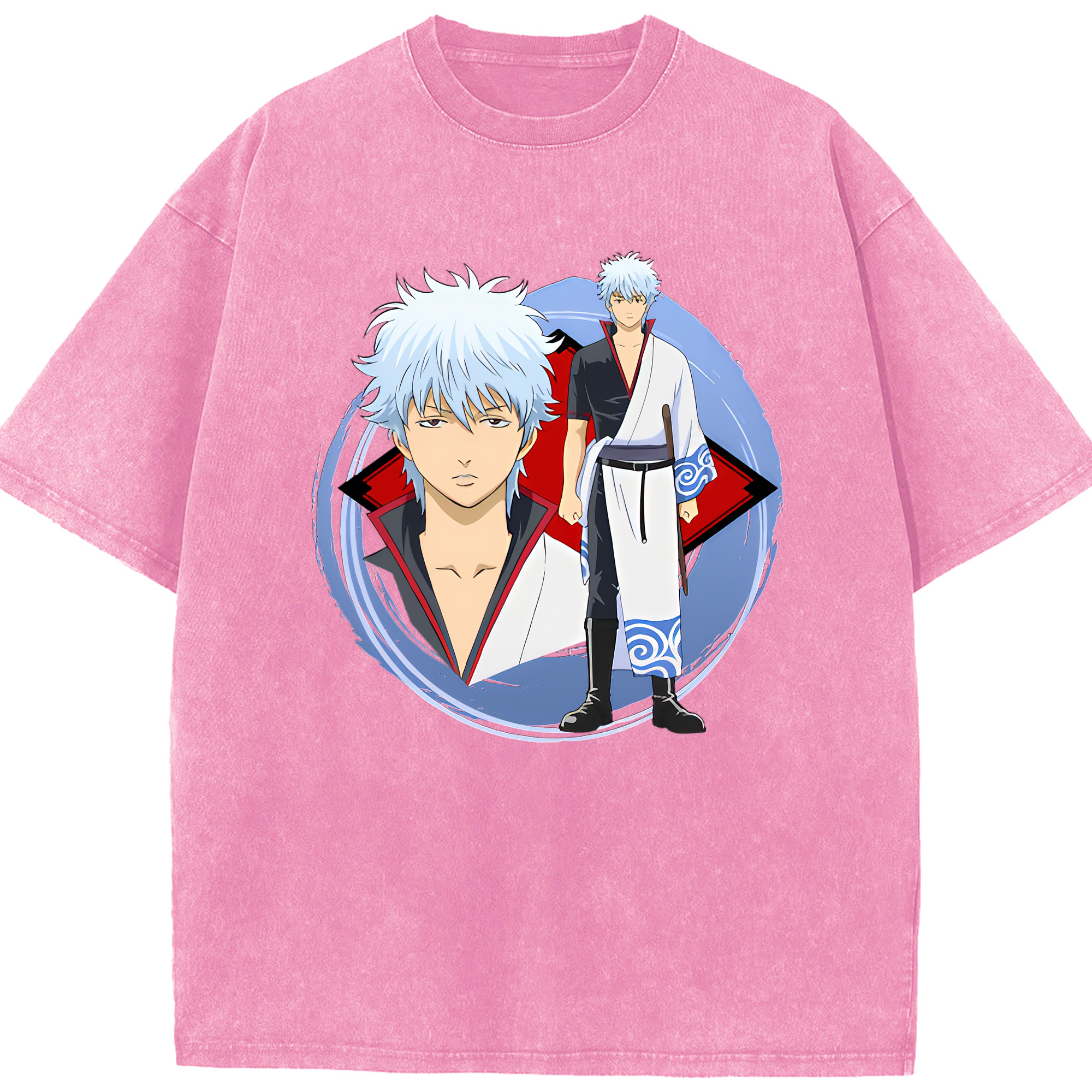 （画像用） ぎんたま 坂田銀時（さかたぎんとき） 神楽 志村新八（しむら しんぱち） GINTAMA Sakata Gintoki Kagura Shimura Shinpachi 綿100% ヴィンテージ風 半袖Tシャツ（フロントプリント）